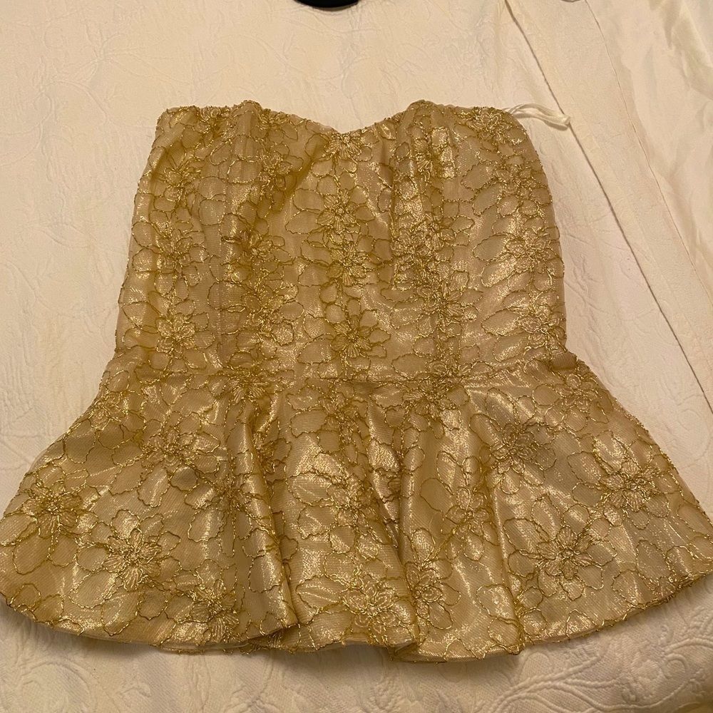 Gold embroidered Peplum Top
